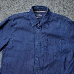 Scotch & Soda Amsterdam Button Shirt Blue Mens S Small Long Sleeve